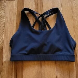 Senita Athletics: Lattice-back Navy Sports Bra